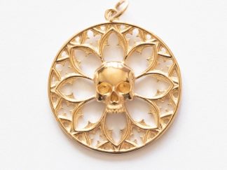 Bronze Gothic Window with Skull Charm