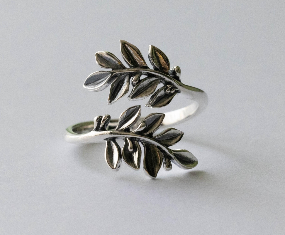 925 Sterling Silver Laurel Wreath Adjustable Ring