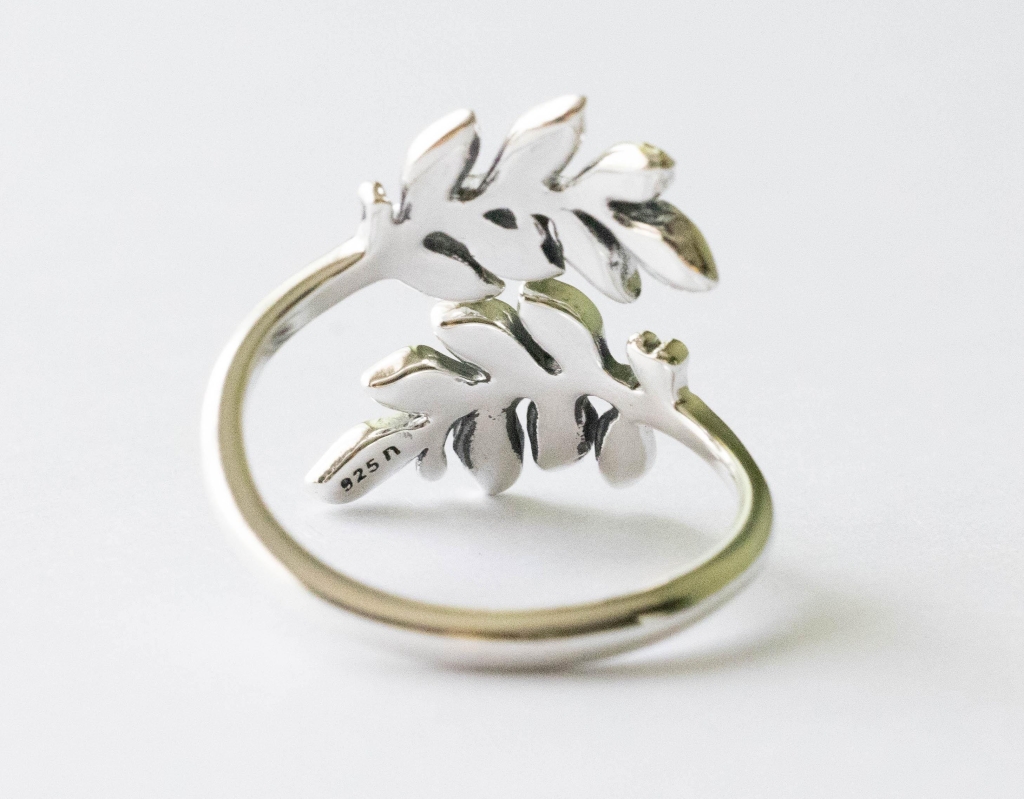 925 Sterling Silver Laurel Wreath Adjustable Ring - Image 3
