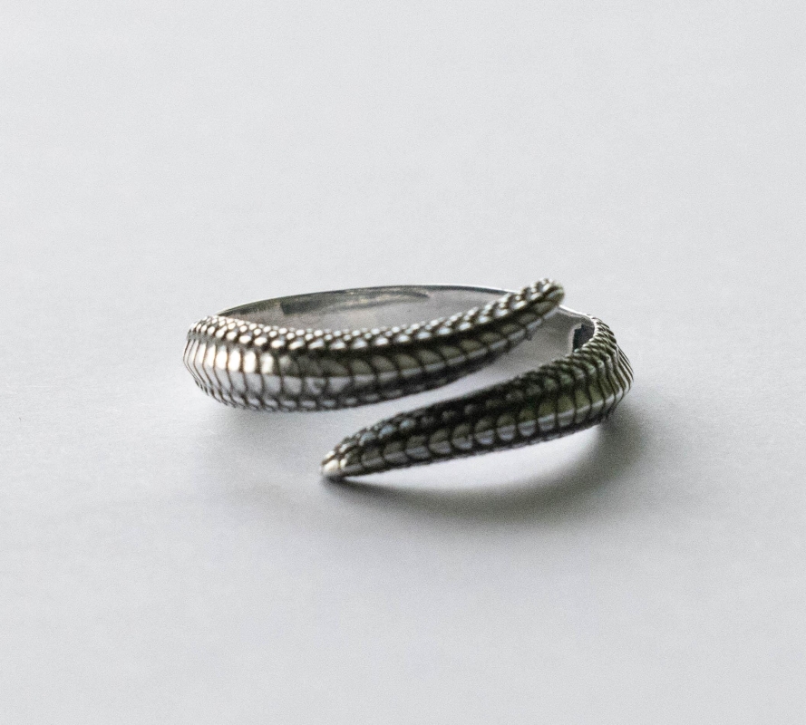 925 Sterling Silver Dragon Scale Adjustable Ring