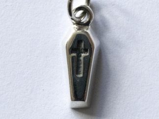 925 Sterling Silver Mini Coffin with Cross Charm