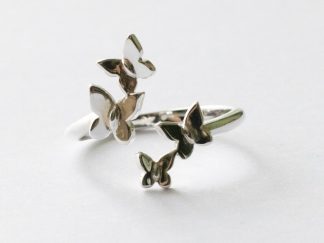 925 Sterling Silver Butterfly Cluster Adjustable Ring