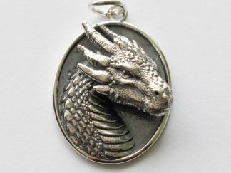 925 Sterling Silver Oval Dragon Pendant