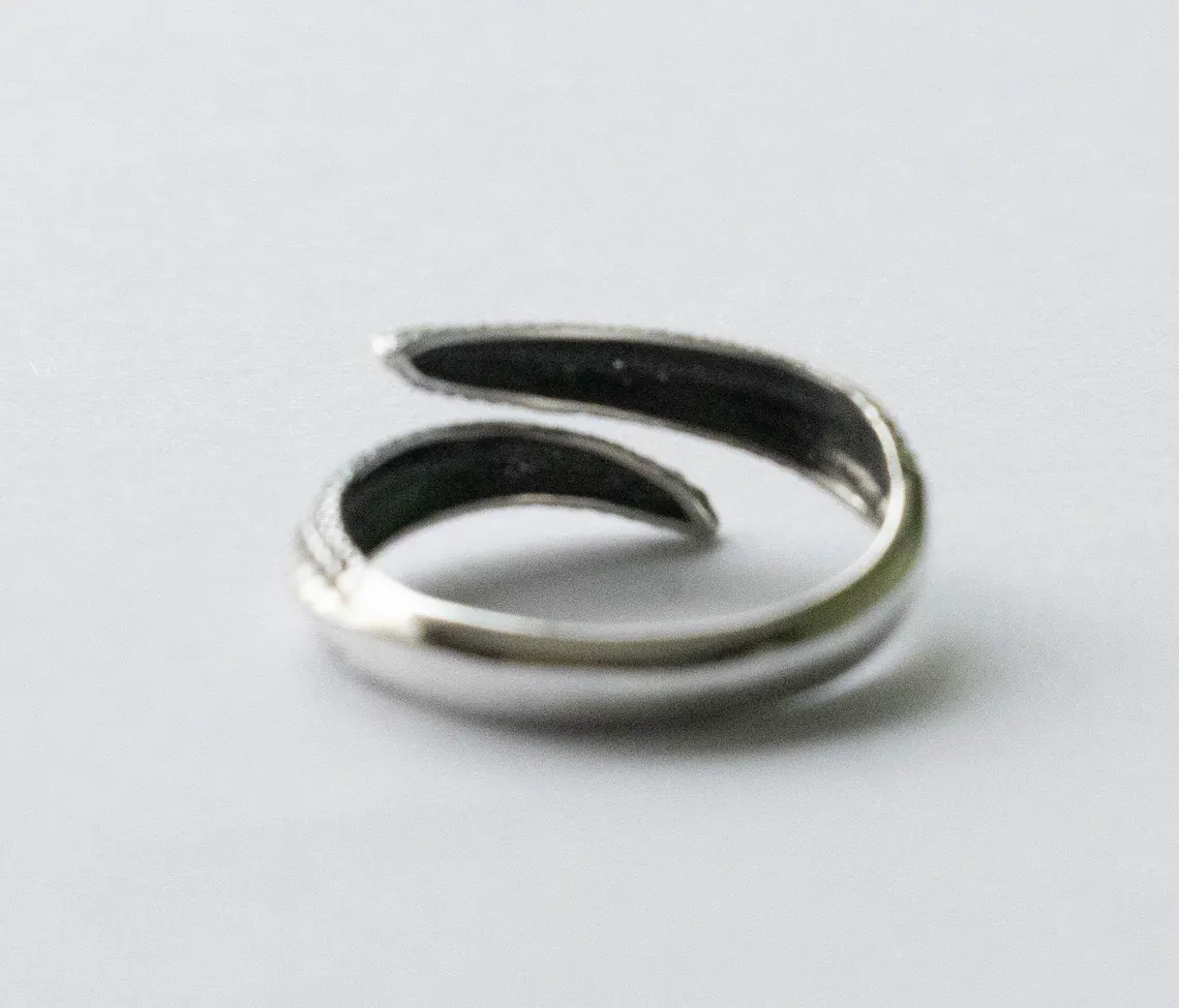 925 Sterling Silver Dragon Scale Adjustable Ring - Image 3