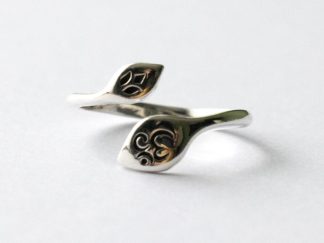 925 Sterling Silver Small Lotus and Om Adjustable Ring