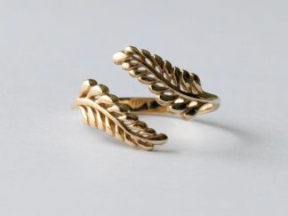 Bronze Sprig Leaf Adjustable Ring